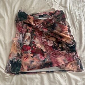 PLT Floral Print velvet Skirt